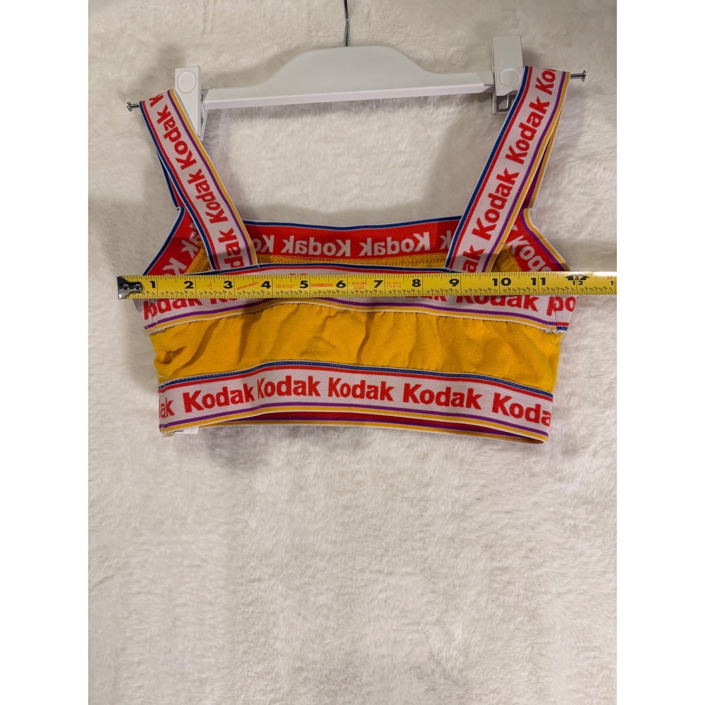 Kodak Yellow Logo Tape Bralette Sports Bra‎ Crop Top Small - Picture 8 of 8